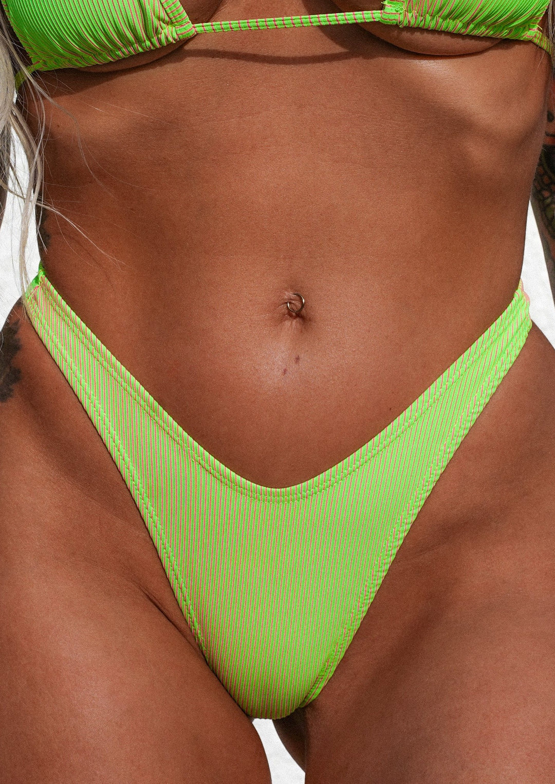 90's baby high thong - TT lime